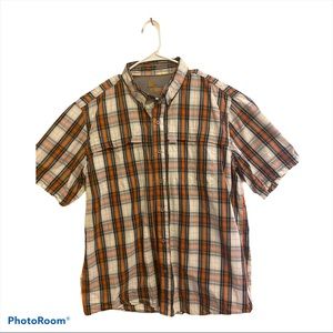 Carhartt Men Short Sleeve Gray Red Button Down XL